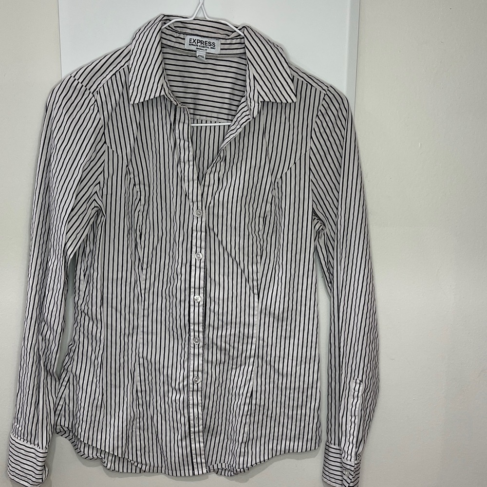 Express Monochrome Striped Button-Up